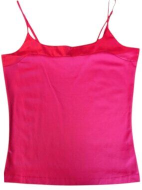 Melanie Lyne Fuchsia Satin Trim Tank Top With Adjustable Straps Size L NWT